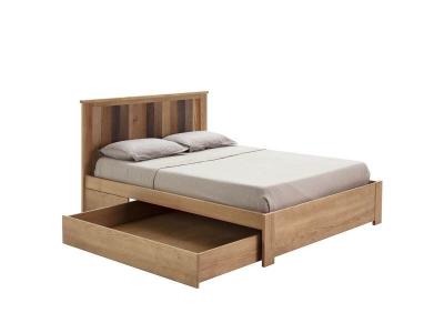 FRED - Lit 160x200 cm avec Tiroir Bois Cir&eacute; Naturel - Altobuy
