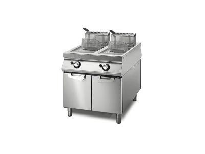 VIRTUS GROUP Friteuse Gaz 13+13 Litres sur Coffre avec Portes - Virtus - - Acier inoxydable226 800x1100x870mm