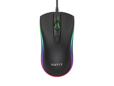 HAVIT GAMENOTE MS72 Souris bureautique & gaming 4 boutons 1200 DPI optique filaire USB r&eacute;tro&eacute;clairage LED