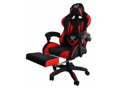  Gamer fauteuil de bureau si&egrave;ge gaming dossier inclinable avec repose-pieds rouge