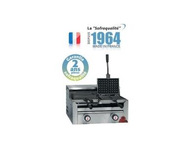 SOFRACA Gaufrier forain r&eacute;versible gaz - 2 fers - 24 alv&eacute;oles - 