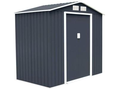 COSTWAY Abri de jardin en m&eacute;tal cabane &agrave; outils en t&ocirc;le galvanis&eacute;e 213 x 127 x 185 cm gris