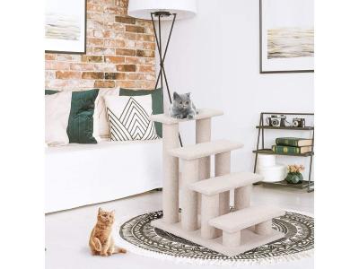 COSTWAY Giantex arbre &agrave; chat centre d'activit&eacute;s chat escalier pour animaux grimpeur pour chat 4 etages beige