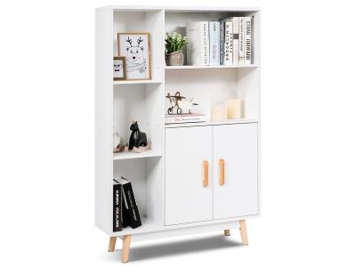 COSTWAY Biblioth&egrave;que Scandinave Blanche 80x24x119 CM Armoire de rangement avec Cube de Rangement Id&eacute;al pour Salon Chambre Entr&eacute;e 