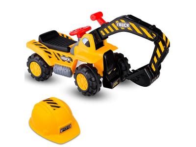 COSTWAY Giantex excavatrice tracteur jouet pour enfant porteur de quatre pneus vocal avec casque de s&eacute;curit&eacute;