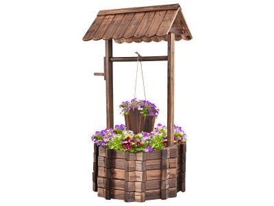 GIANTEX Fontaine de jardin puits en bois d'ext&eacute;rieur 56 x 56 x 114 cm
