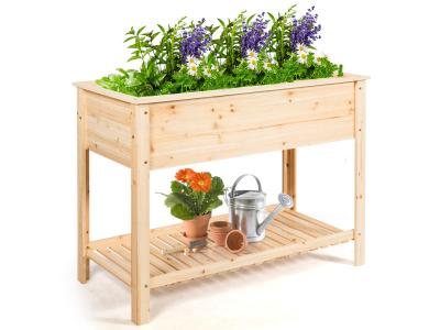 COSTWAY Jardini&egrave;re Sur&eacute;lev&eacute; en Bois avec &Eacute;tag&egrave;re Id&eacute;al pour la Croissance des Plantes Fleurs V&eacute;g&eacute;taux 92 x 41 x 81 cm
