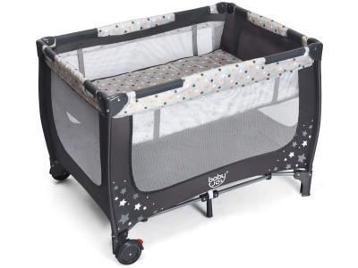 COSTWAY  Lit Parapluie Pliant B&eacute;b&eacute; 0-36 Mois 3 En 1 Avec Matelas Roulettes Sac