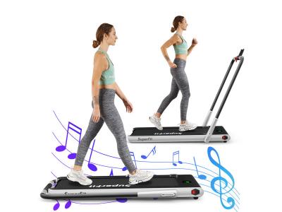 COSTWAY  Tapis de Course Pliable Contr&ocirc;l&eacute; APP Motoris&eacute; 12 Km/H Ecran LED Haut-parleur Bluetooth Moteur 075HP Roues Transport Argent 