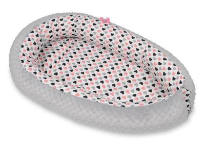  Gigoteuse cocon coeurs roses-noirs-gris  gris