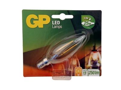 GP BATTERIES Ampoules &agrave; &eacute;conomie d'&eacute;nergie GP LED FILAMENT CANDLE E14 2W-25W