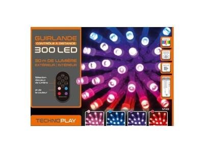FEERIC LIGHT & CHRISTMAS Guirlande lumineuse 30 m de lumi&egrave;re 300 LED Bleu, Rouge, Rose et Violet