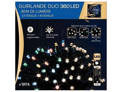 FEERIC LIGHTS & CHRISTMAS Guirlande ext&eacute;rieur 360 led multicolores/blanc chaud programmable