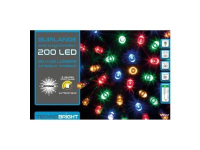 FEERIC LIGHT & CHRISTMAS Guirlande programmable 200 LED 20 m&egrave;tres multicolore FV