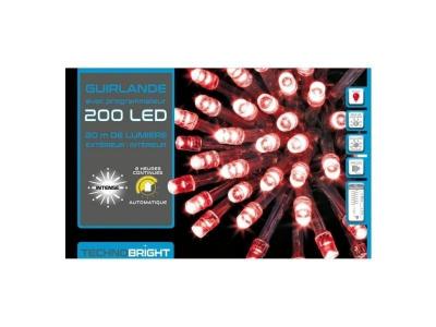 FEERIC LIGHTS & CHRISTMAS Guirlande programmable 200 LED 20 m&egrave;tres rouge FT