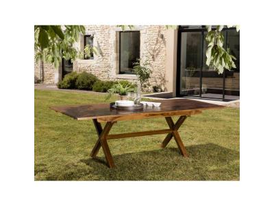MACABANE Table jardin teck huil&eacute; extensible 8/10 personnes L240