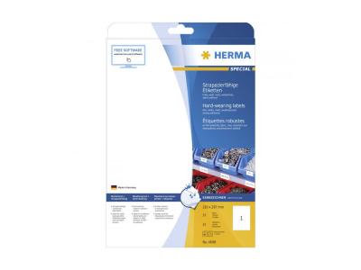 HERMA  Hardwearing Labels 210x297 Mm 25 Sheets Din A4 25 Units Blanc