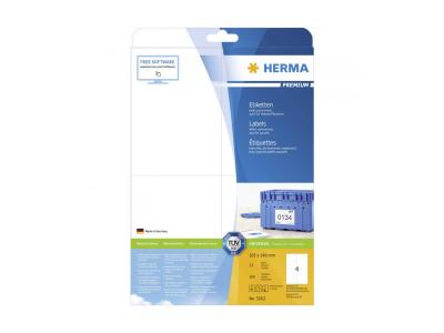 HERMA  etiquettes, blanc 105x148 25f. Din a4 100 pi&egrave;ces 5063 DFX-163711