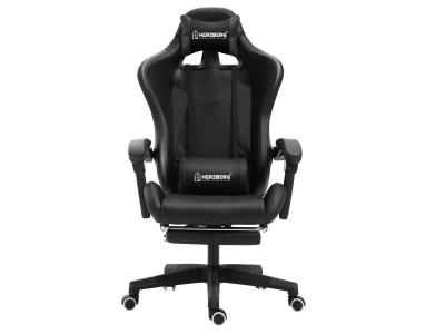 HERZBERG  HG-8080: Chaise de jeu ergonomique de style course Noire