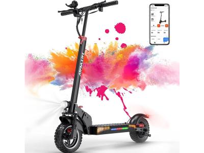 HITWAY Trottinette &eacute;lectrique pliable -  - nfc d&eacute;bloqu&eacute; - Pneus pneumatique Tout-terrain 10 Pouces - 800w - app - batterie 48v 15.6ah - scooter noir&rouge 