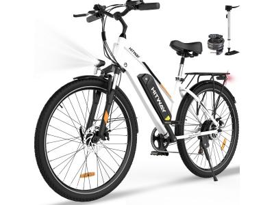 HITWAY  V&eacute;lo &Eacute;lectrique Blanc, 28 VAE Ville E-Bike, Batterie Amovible 36V 12Ah, Moteur 250W, 7 Vitesses, E-Bike Urbain