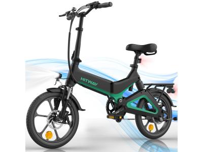 HITWAY  v&eacute;lo &eacute;lectrique 16 l&eacute;ger et pliable v&eacute;lo assistance &eacute;lectrique BK2 &agrave; la p&eacute;dale Batterie 78Ah pompe et cadenas gratuite 