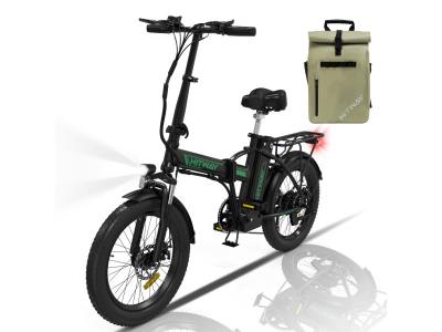 HITWAY  V&eacute;lo &eacute;lectrique Pliable 20 E-Bike Noir-Vert - Batterie 36V - 112Ah - Ecran LCD+ Sac Vert 
