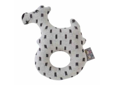 SEVIRA KIDS Hochet b&eacute;b&eacute; en coton tricot&eacute; - Chien Scotty