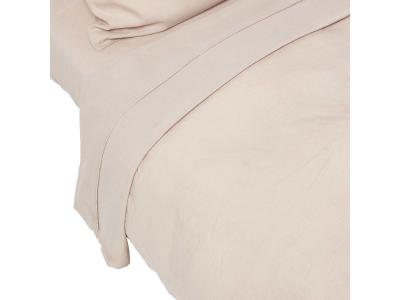 HOMESCAPES  drap plat en lin lav&eacute; beige - 270 x 300 cm BL1568C