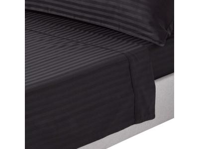 HOMESCAPES Drap plat ray&eacute; satin de coton &eacute;gyptien 330 fils coloris noir 270 x 300 cm