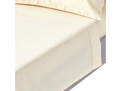 HOMESCAPES Drap plat uni 100 % coton &eacute;gyptien 1000 fils coloris Cr&egrave;me 270 x 300 cm