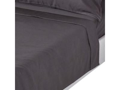 HOMESCAPES Drap plat uni 100 % coton &eacute;gyptien 1000 fils coloris gris fonc&eacute; 240 x 300 cm
