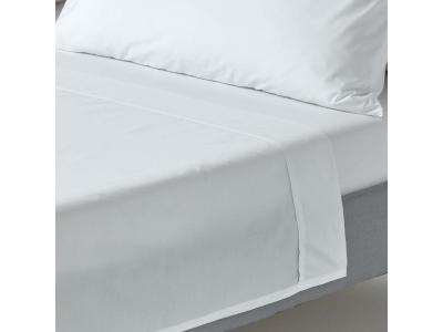 HOMESCAPES Drap plat uni 100 % coton &eacute;gyptien 200 fils blanc 270 x 300 cm