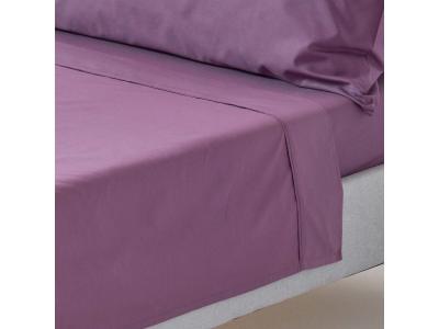 HOMESCAPES Drap plat uni 100 % coton &eacute;gyptien 200 fils raisin 240 x 300 cm