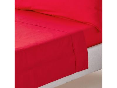HOMESCAPES Drap plat uni 100 % coton &eacute;gyptien 200 fils rouge 270 x 300 cm