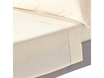 HOMESCAPES Drap plat uni 100 % coton &eacute;gyptien Bio 400 fils coloris Cr&egrave;me 180 x 290 cm