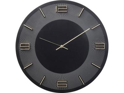 Karedesign Horloge murale Leonardo noire et dor&eacute;e Kare Design