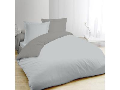 VISION Housse de couette bicolore gris et gris perle 240x220cm + 2 taies 7OAKS13012HC3