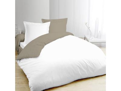 VISION Housse de couette bicolore taupe et blanc 240x260cm + 2 taies 7OAKS15042HC4