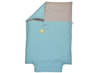 P TIT BASILE Housse de couette b&eacute;b&eacute; coton bio Pluie d'&eacute;toiles turquoise 100x140 cm