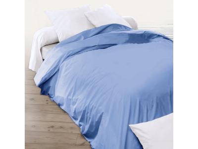 LINNEA Housse de couette uni 100% coton alto 300x240 cm - Bleu Belle ile