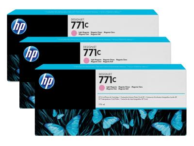 HP  771C - Pack de 3 - 775 ml - magenta clair - originale - cartouche d'encre - pour DesignJet Z6200
