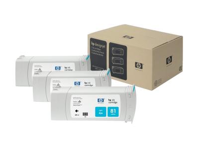 HP  81 pack 3 cartouches cyan c5067a C5067A