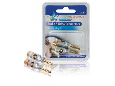 NEDIS HQ Super Silver - Connecteur pour haut-parleur - prise banane m&acirc;le (pack de 2)