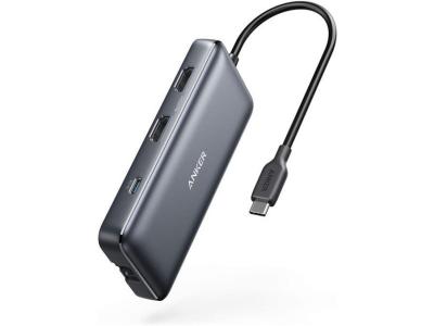 ANKER HUB USB-C 8 EN 1, HDMIx2, PD 85W, USB 3.0x2, RJ45, SD, MICRO SD