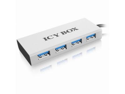 RAIDSONIC Icy Box IB-AC6104 5000 Mbit/s Aluminium, Argent, Hub USB