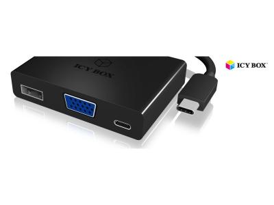 ICY BOX IB-DK4032-CPD - Adaptateur vid&eacute;o externe - Parade PS176 - USB-C - VGA - noir
