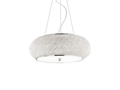 IDEAL LUX Pasha' - Luminaire suspendu &agrave; 10 ampoules au fini chrome avec cristaux, E14