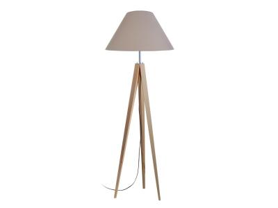 TOSEL IDUN B - Lampadaire tr&eacute;pied bois naturel et taupe