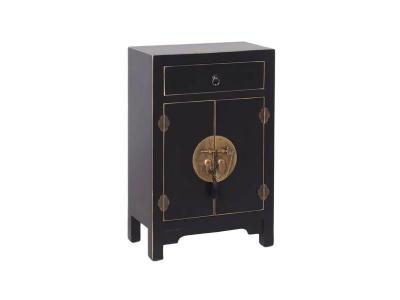 Table d'Appoint 2 Portes 1 Tiroir Coloris Noir - IVANA - ALTOBUY